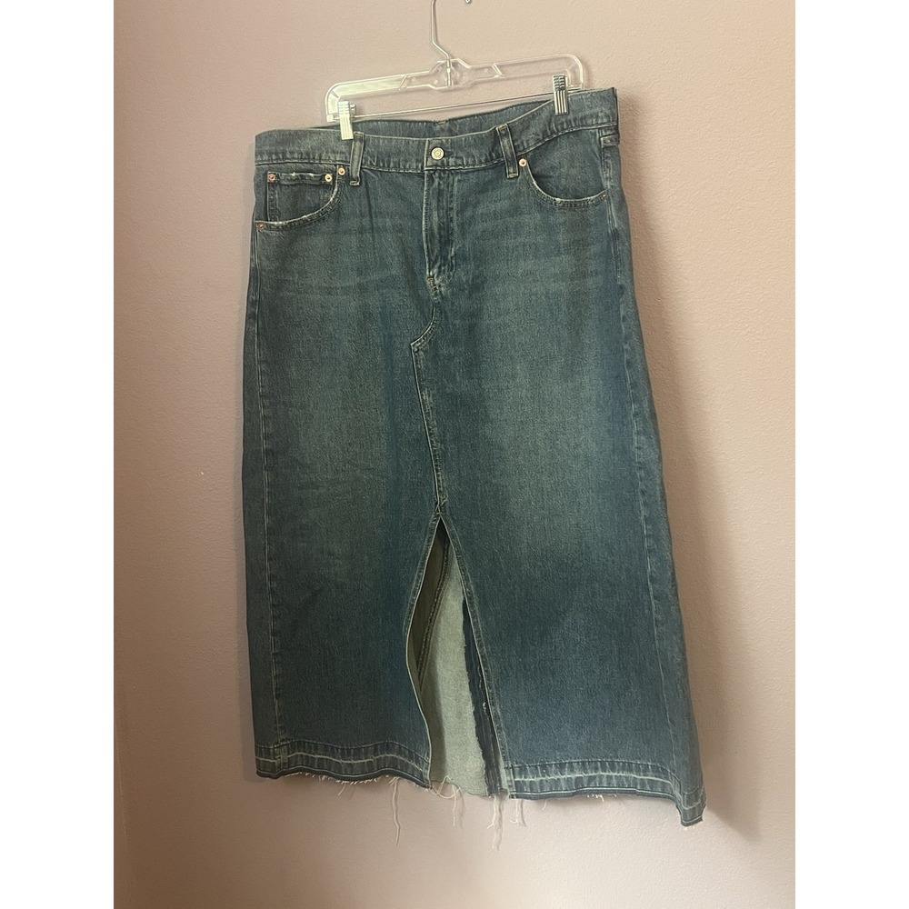 Gap Open Front Denim Long Maxi Skirt Size 20 Boho
